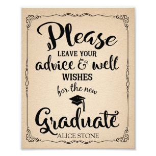 Foto consejo y seña de fiesta de graduación de buenos d