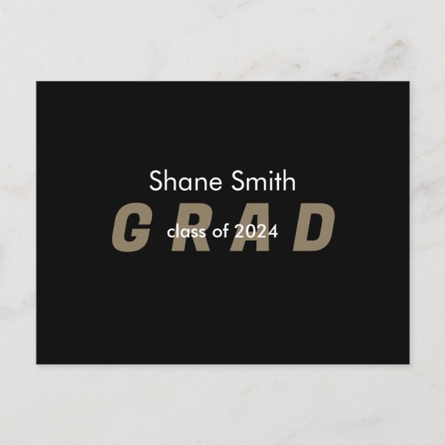 Foto contemporánea Invitación de graduación negra (Anverso)