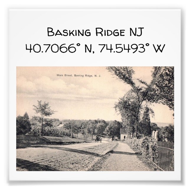 Foto Coordenada del Mapa NJ de Basking Ridge 1906 Estil (Frente)