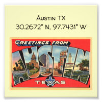 Coordenadas del mapa de Austin TX con estilo de ép