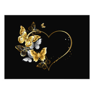 Foto Corazón con mariposas doradas