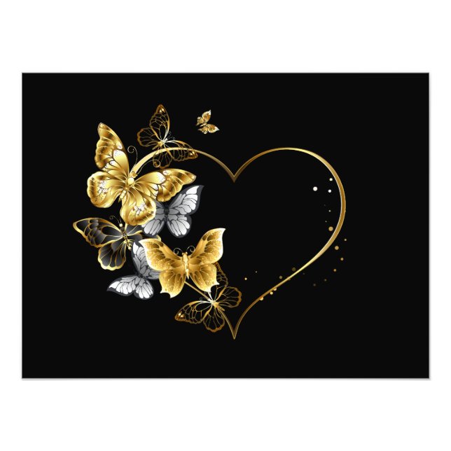 Foto Corazón con mariposas doradas (Frente)