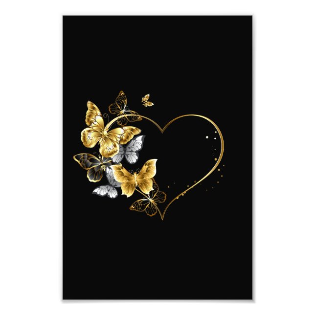Foto Corazón con mariposas doradas (Frente)