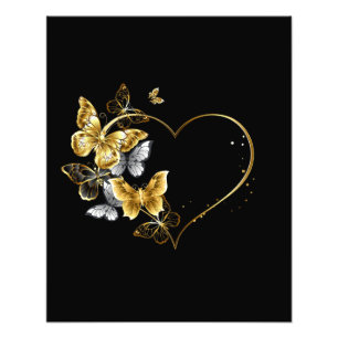 Foto Corazón con mariposas doradas
