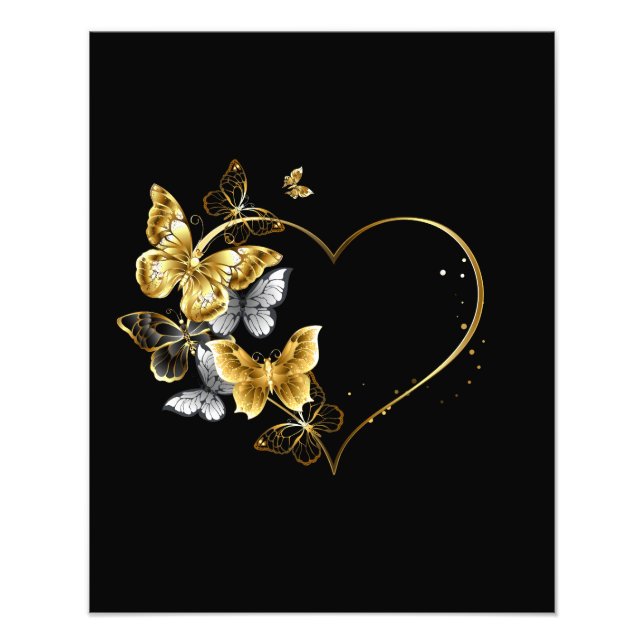 Foto Corazón con mariposas doradas (Frente)