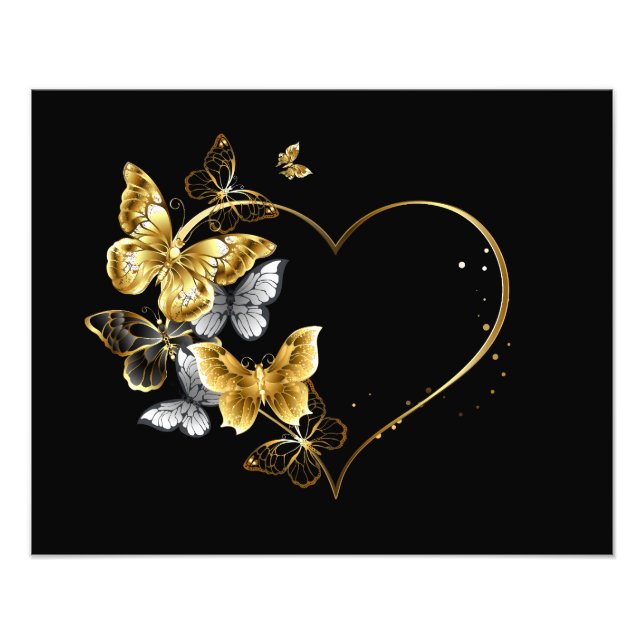 Foto Corazón con mariposas doradas (Frente)