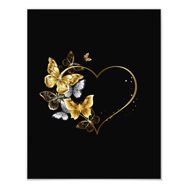 Foto Corazón con mariposas doradas (Frente)