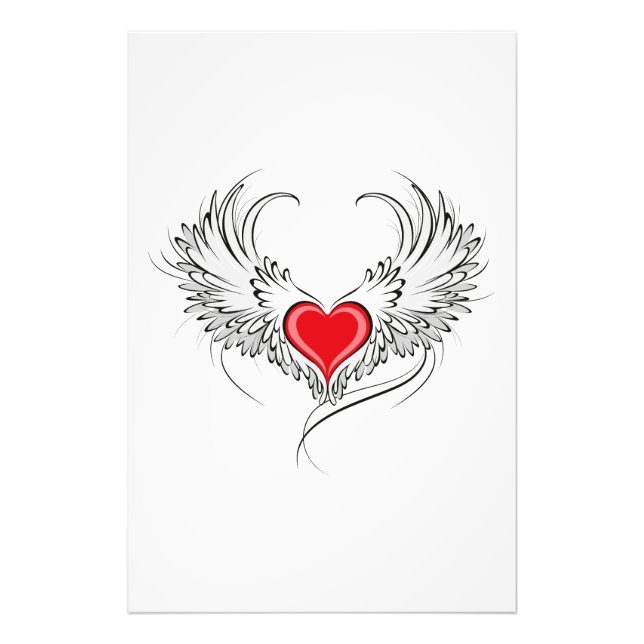 Foto Corazón de Ángel Rojo con alas (Frente)