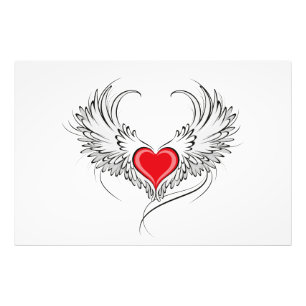 Foto Corazón de Ángel Rojo con alas