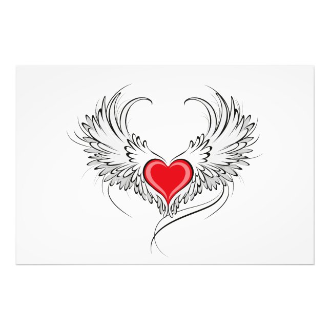 Foto Corazón de Ángel Rojo con alas (Frente)