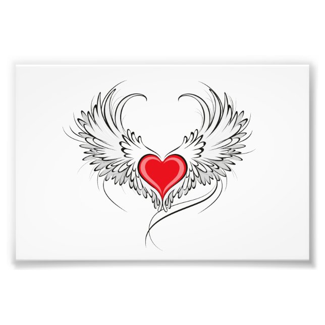 Foto Corazón de Ángel Rojo con alas (Frente)