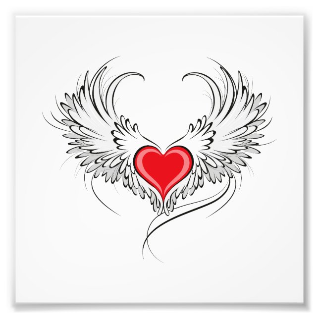 Foto Corazón de Ángel Rojo con alas (Frente)