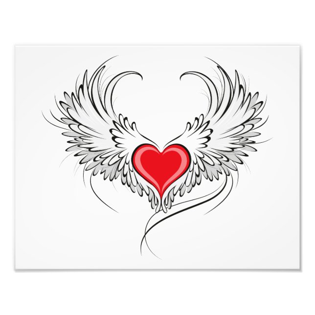 Foto Corazón de Ángel Rojo con alas (Frente)