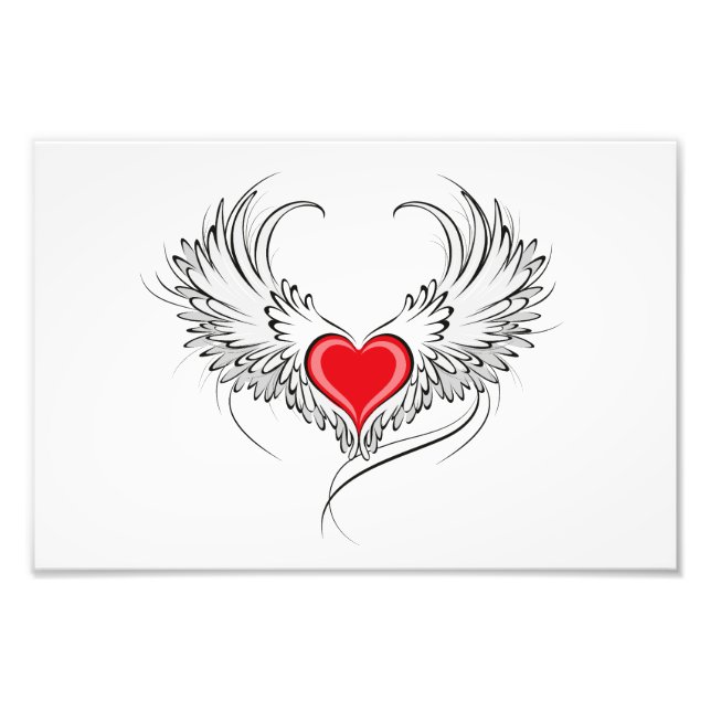 Foto Corazón de Ángel Rojo con alas (Frente)