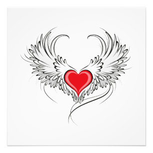 Foto Corazón de Ángel Rojo con alas