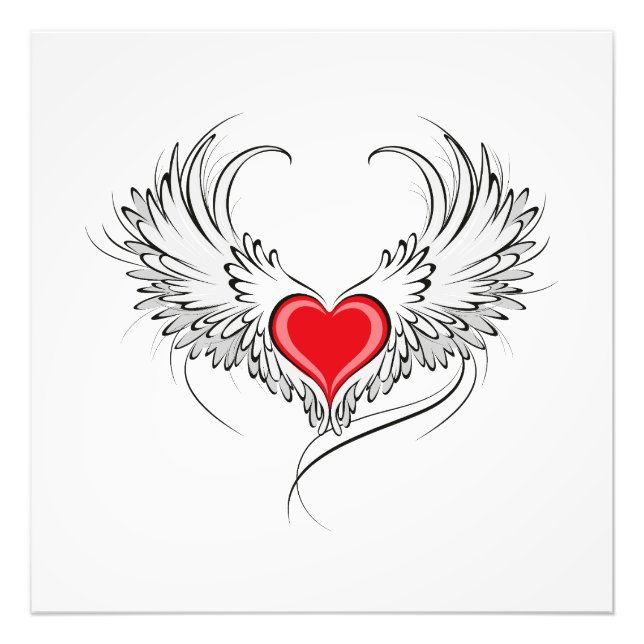 Foto Corazón de Ángel Rojo con alas (Frente)