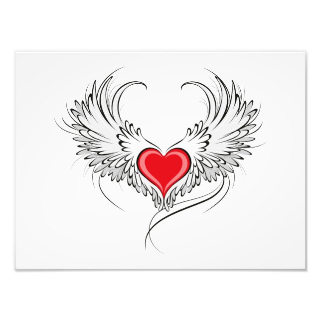 Foto Corazón de Ángel Rojo con alas (Frente)