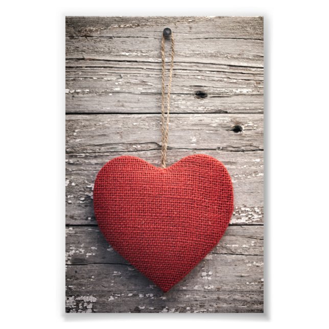 Foto Corazón de Burlap Rojo (Frente)