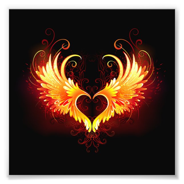Foto Corazón de Fuego Ángel con Alas (Frente)