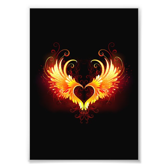 Foto Corazón de Fuego Ángel con Alas (Frente)