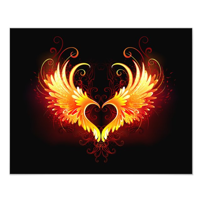 Foto Corazón de Fuego Ángel con Alas (Frente)