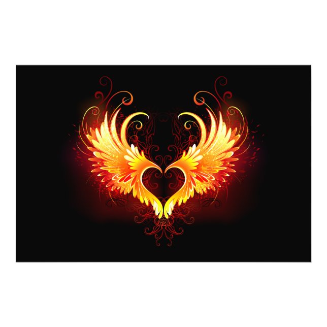 Foto Corazón de Fuego Ángel con Alas (Frente)