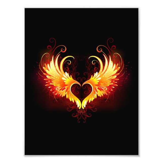 Foto Corazón de Fuego Ángel con Alas (Frente)
