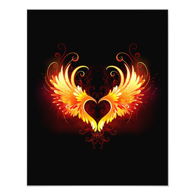 Foto Corazón de Fuego Ángel con Alas (Frente)