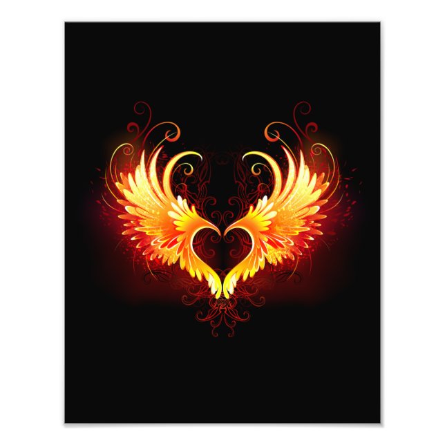 Foto Corazón de Fuego Ángel con Alas (Frente)
