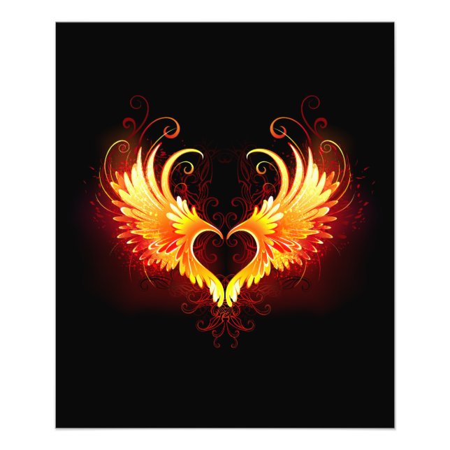 Foto Corazón de Fuego Ángel con Alas (Frente)