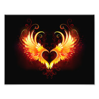 Corazón de Fuego Ángel con Alas