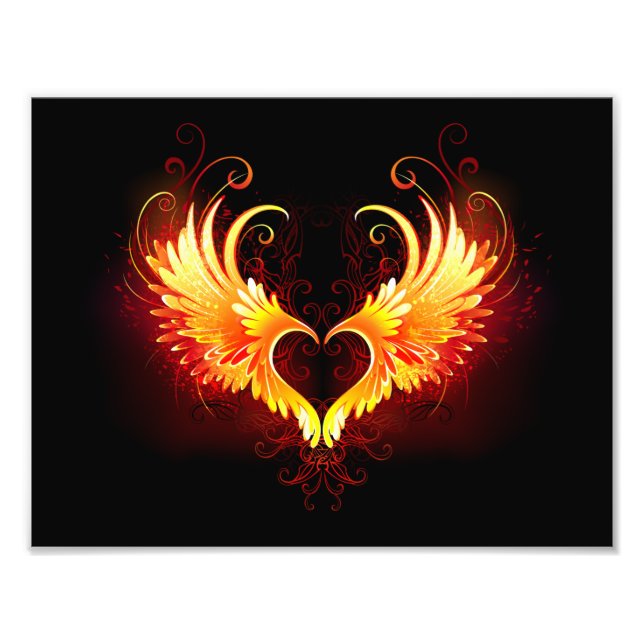 Foto Corazón de Fuego Ángel con Alas (Frente)