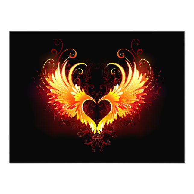 Foto Corazón de Fuego Ángel con Alas (Frente)