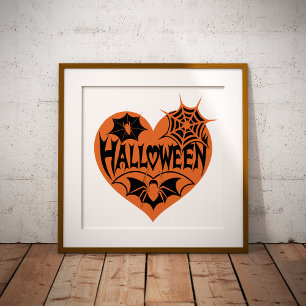 Foto Corazón de Halloween, corazón de forma naranja, te