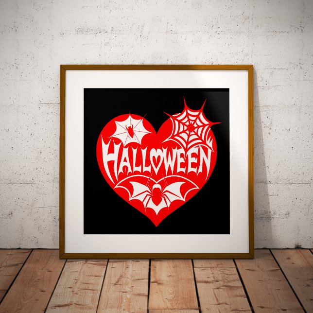 Foto Corazón de Halloween, forma de corazón rojo, telar (Subido por el creador)