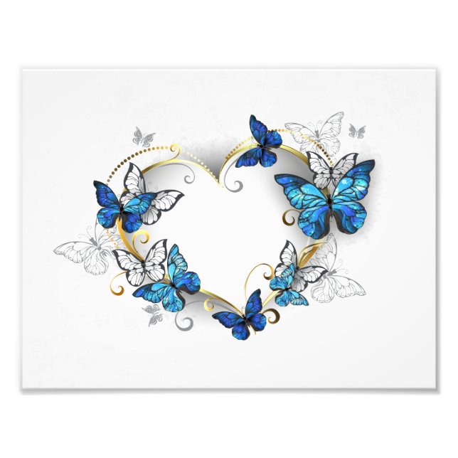Foto Corazón de joyas con mariposas Morfo (Frente)