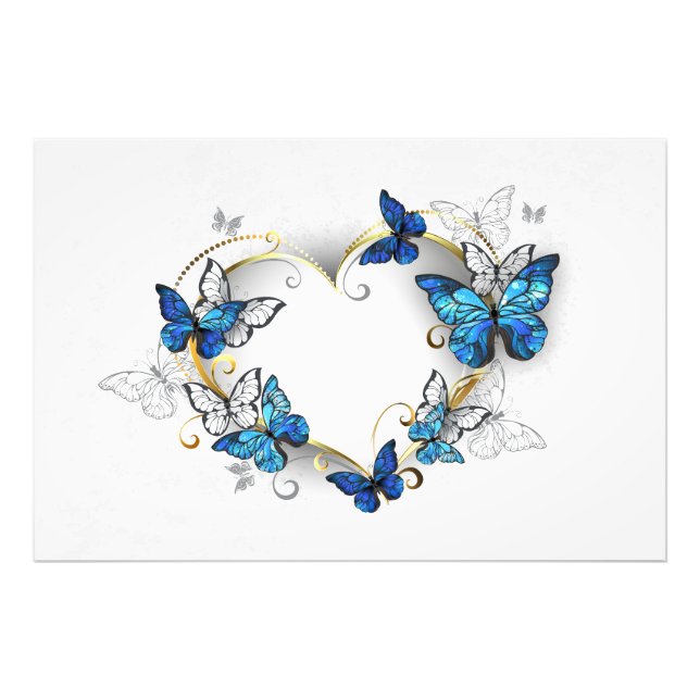 Foto Corazón de joyas con mariposas Morfo (Frente)