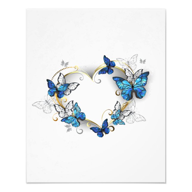 Foto Corazón de joyas con mariposas Morfo (Frente)
