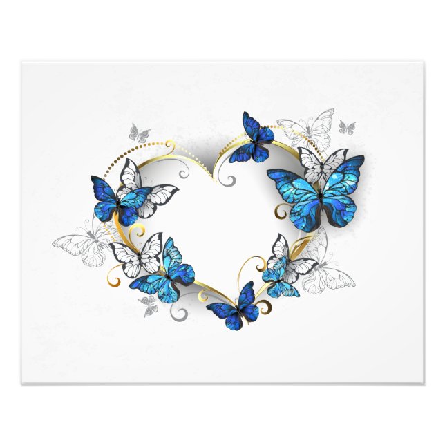 Foto Corazón de joyas con mariposas Morfo (Frente)