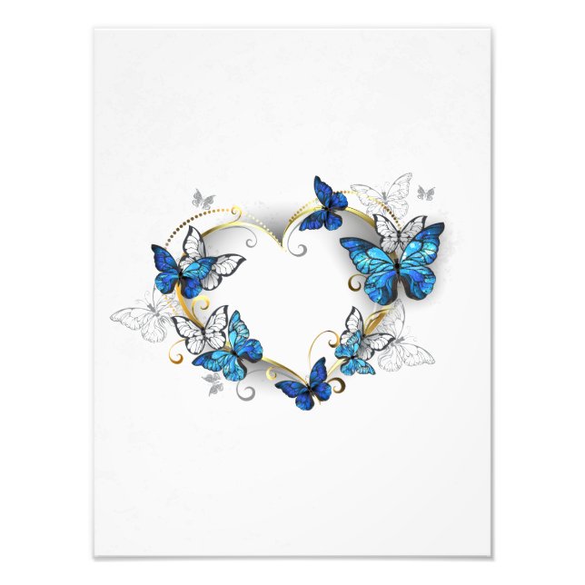 Foto Corazón de joyas con mariposas Morfo (Frente)