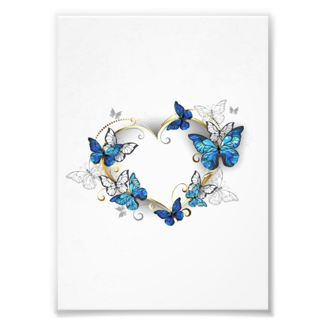 Foto Corazón de joyas con mariposas Morfo (Frente)