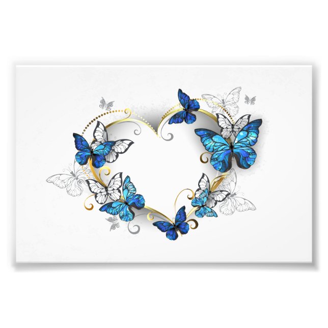 Foto Corazón de joyas con mariposas Morfo (Frente)