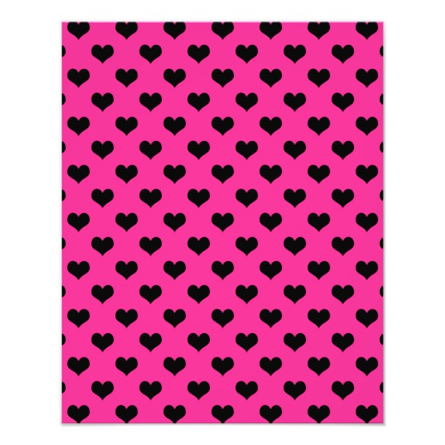 Foto Corazón negro fondo rosado caliente Corazón de pol (Frente)