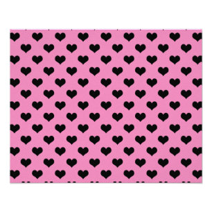 Foto Corazón negro fondo rosado Polka Dot Heart