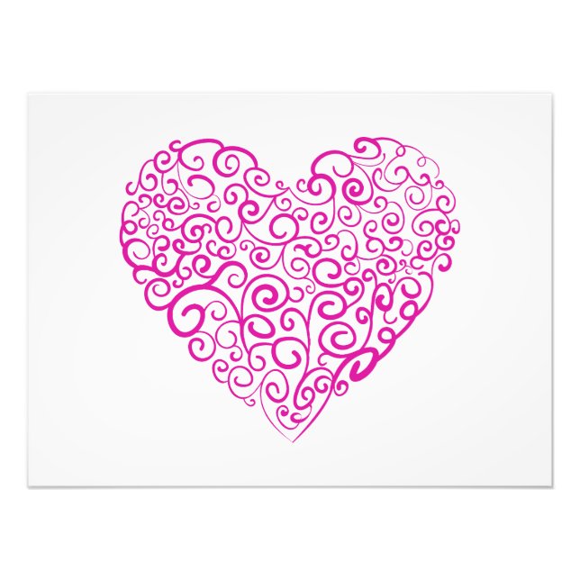 Foto Corazón rosa de escritura a mano espiral para Día  (Frente)