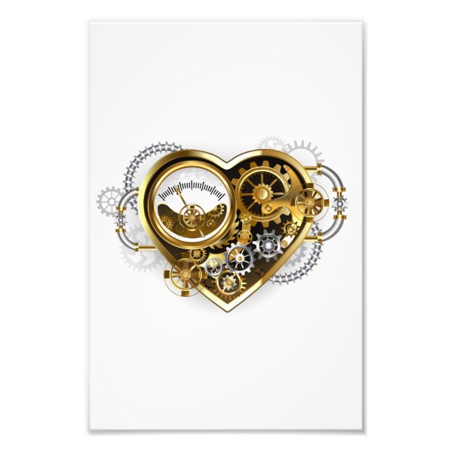Foto Corazón steampunk con manómetro (Frente)