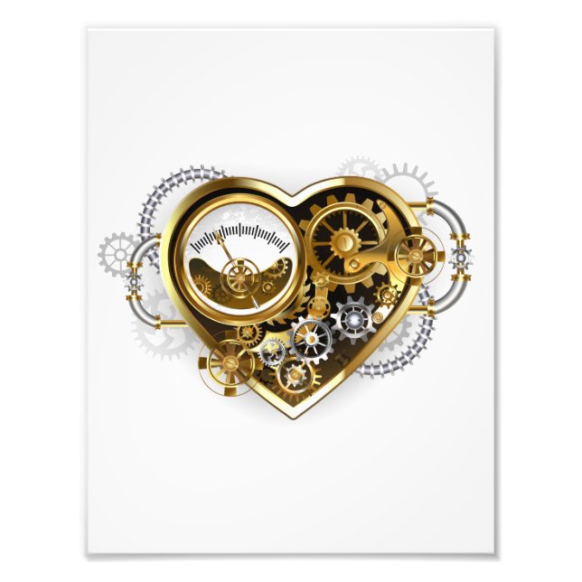 Foto Corazón Steampunk con un Manómetro (Frente)
