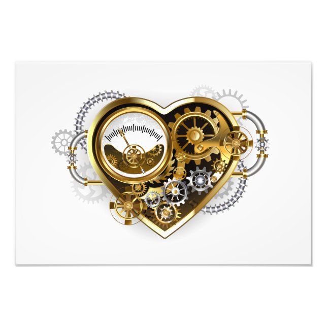Foto Corazón Steampunk con un Manómetro (Frente)