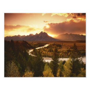 Foto Cordillera Teton al atardecer, desde el río Snake