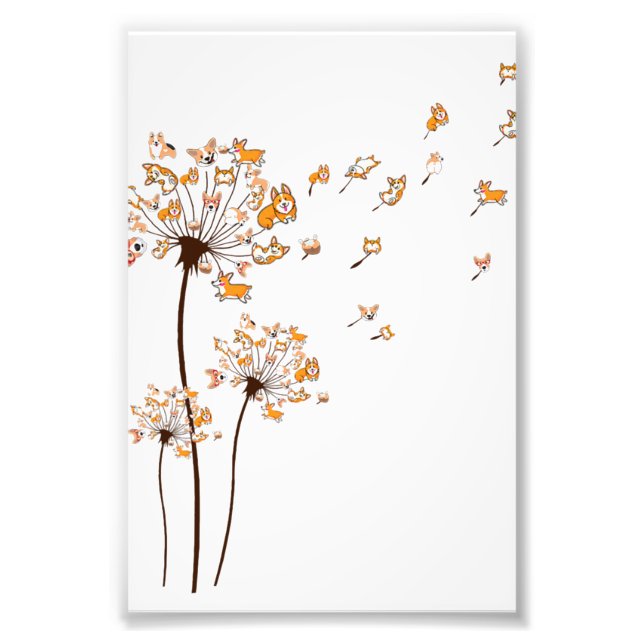 Foto Corgi Flor Volar Dandelion Shirte Cute Perro Lover (Frente)